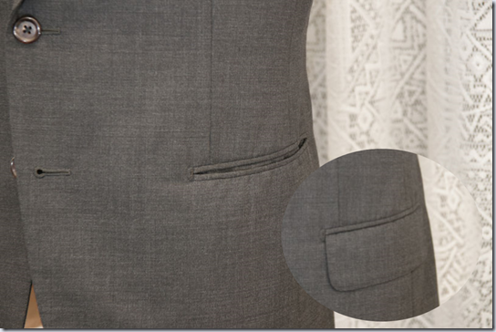 スーツのポケットフラップ